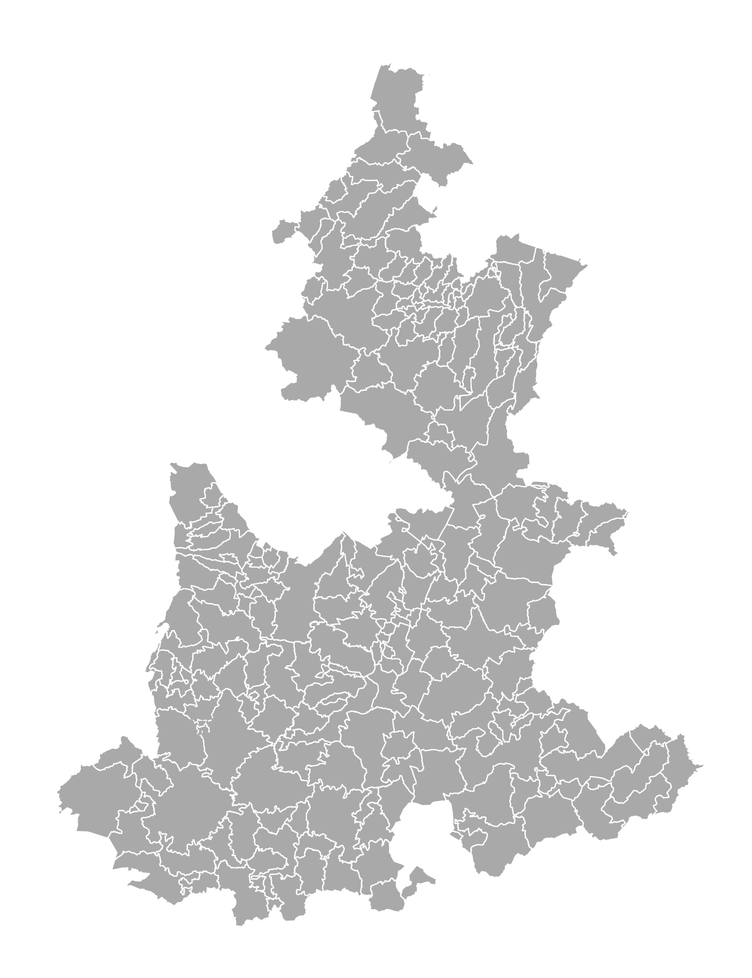 Mapa de Puebla con división municipal
