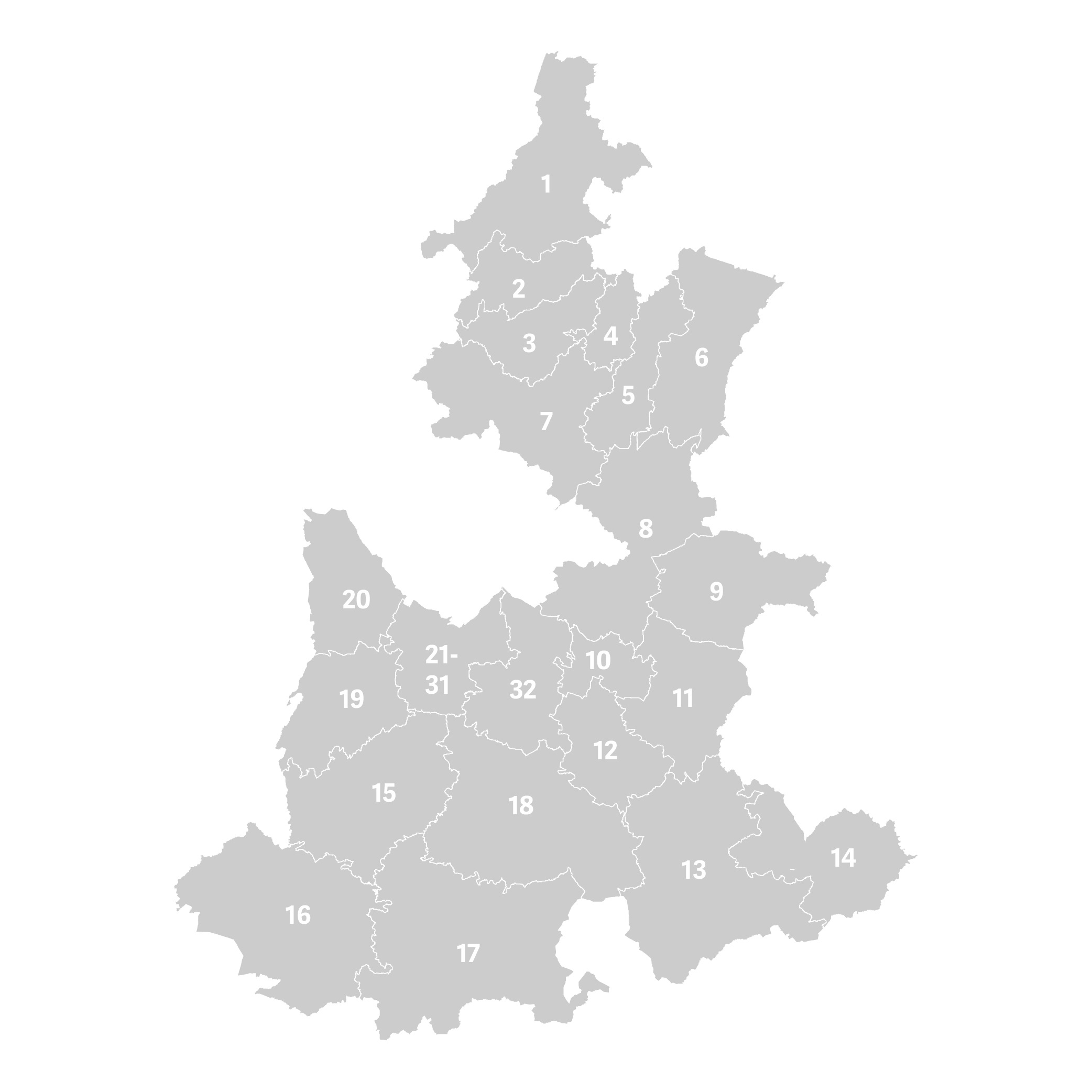 Mapa de Puebla en gris
