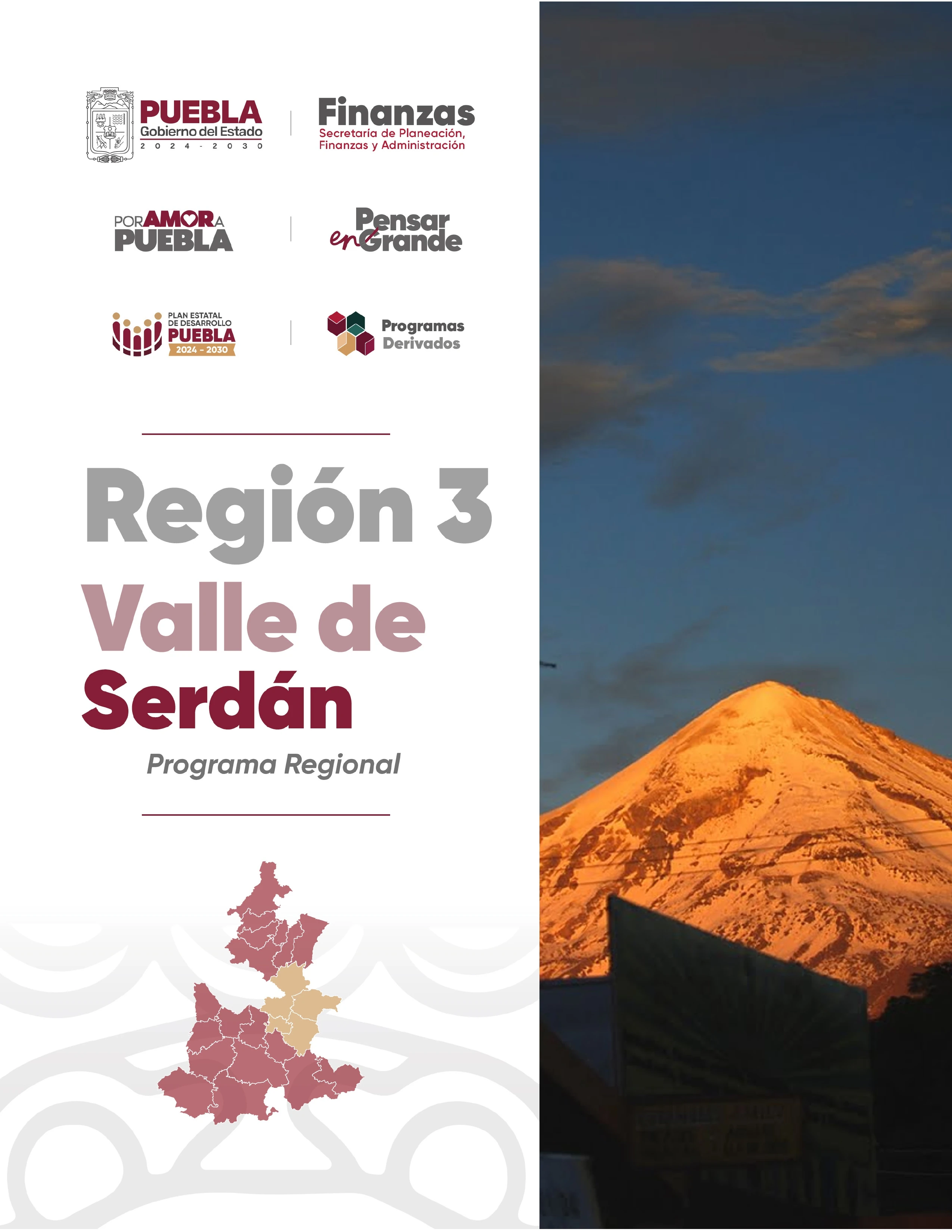 Portada del programa regional de la Region 3 Valle de Serdán
