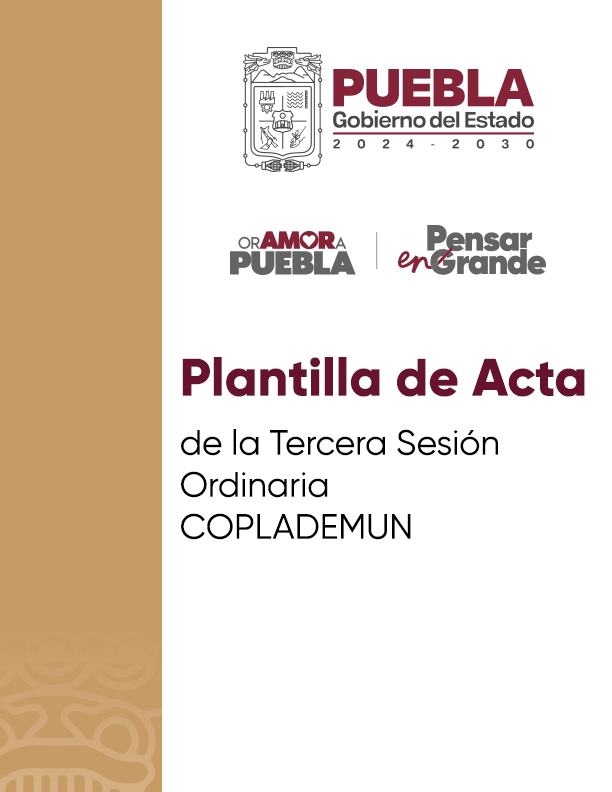 Portada de Plantilla de Acta de la Tercera Sesion Ordinaria COPLADEMUN