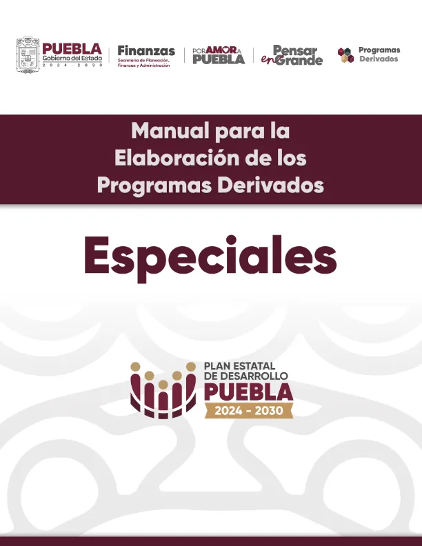 Portada de Manual para la Elaboración de los Programas Derivados Especiales