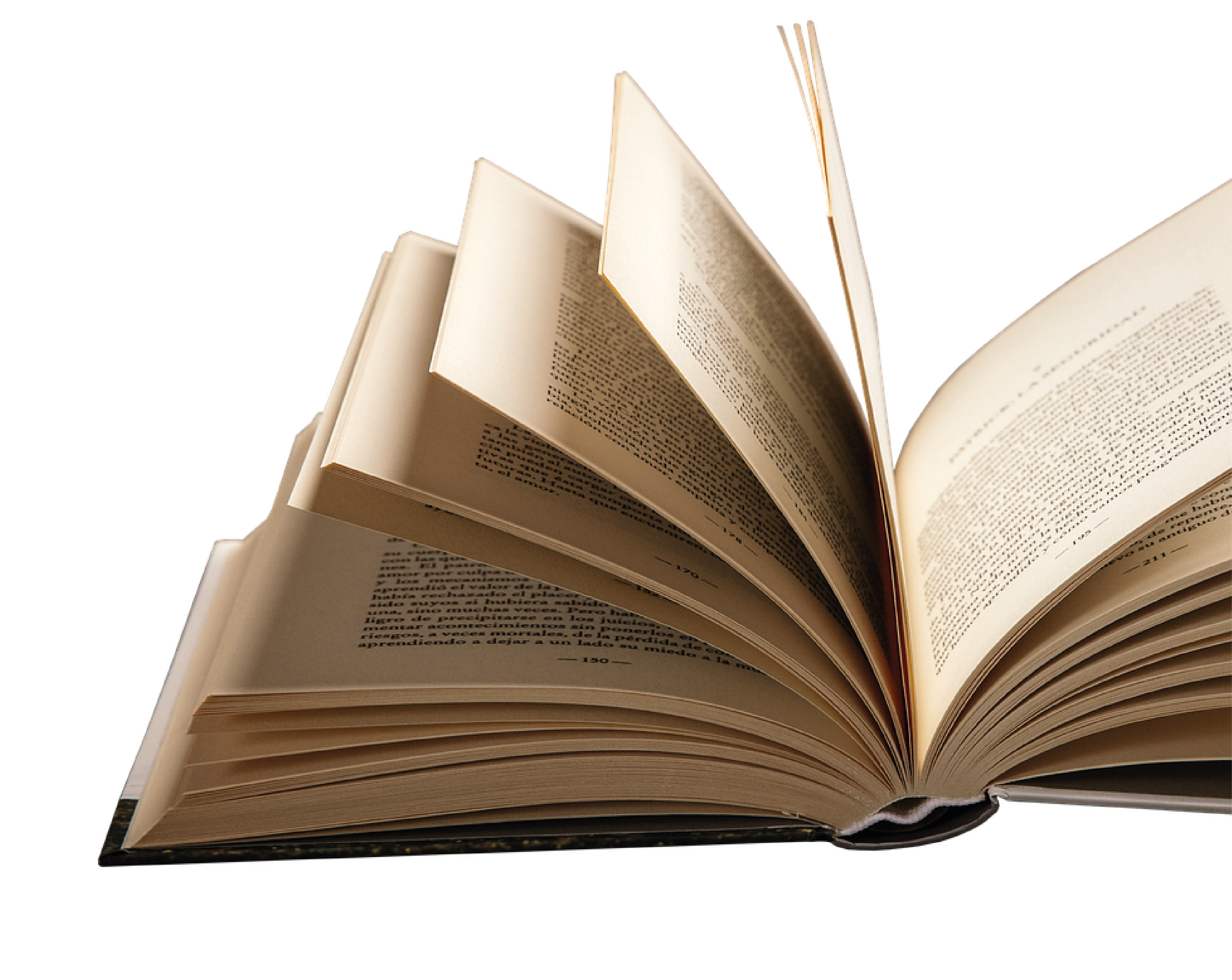 Libro PED Imagen de un libro abierto con algunas páginas sin cerrar