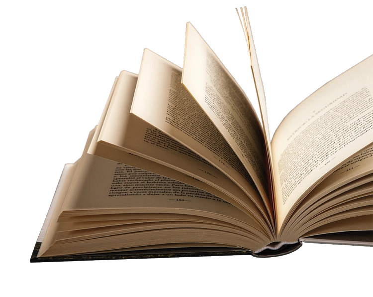 Imagen de un libro abierto con algunas páginas sin cerrar
