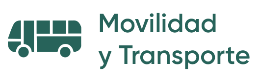 Imagotipo en verde con texto Movilidad y Transporte con figura de autobus