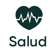 Imagotipo en verde con texto Salud y una figura de corazón con líneas