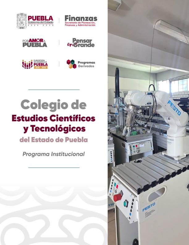 Portada de Programa Institucional del Colegio de Estudios Científicos y Tecnológicos del  Estado de Puebla